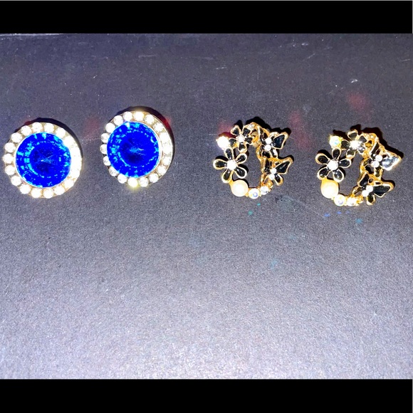 🦋 Beautiful Vintage Rhinestone Earrings 🦋 - Picture 1 of 4